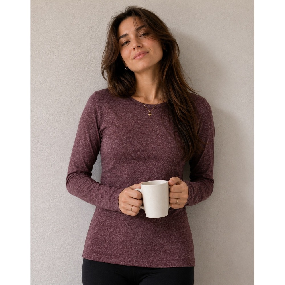 32 DEGREES HEAT Womens Long Sleeve Top Medium Wine Tasting Purple Base Layer NWT